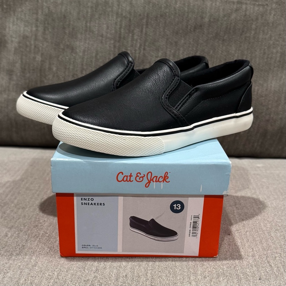 Cat & Jack Enzo Black Slip-On Sneakers